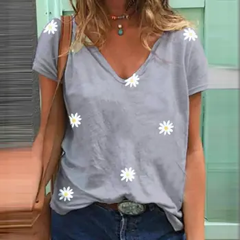 Stylish Tunic Tops Women V-Neck Daisy Printed T-shirt Summer Short Sleeve T Shirt Casual Base Tees Tops Loose Oversized Tshirt 7
Stylish Tunic Tops Women V-Neck Daisy Printed T-shirt Summer Short Sleeve T Shirt Casual Base Tees Tops Loose Oversized Tshirt 7