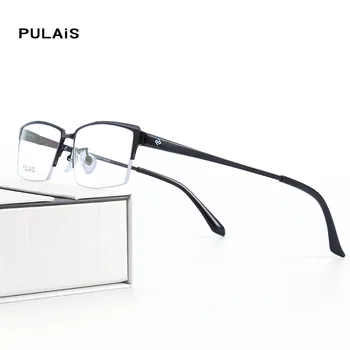 

PULAIS MEN Eyeglasses Frames Glasses For Computer Husband Semi Rimless Prescription Eye Glasses Optical Eyewear Without Diopter