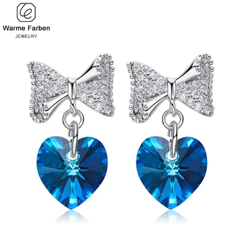 Embellished with Crystal from Swarovski Fine Jewelry Bow Heart Crystal Drop Earrings Elegant Party Earring Brincos Gift for lady 
Embellished with Crystal from Swarovski Fine Jewelry Bow Heart Crystal Drop Earrings Elegant Party Earring Brincos Gift for lady