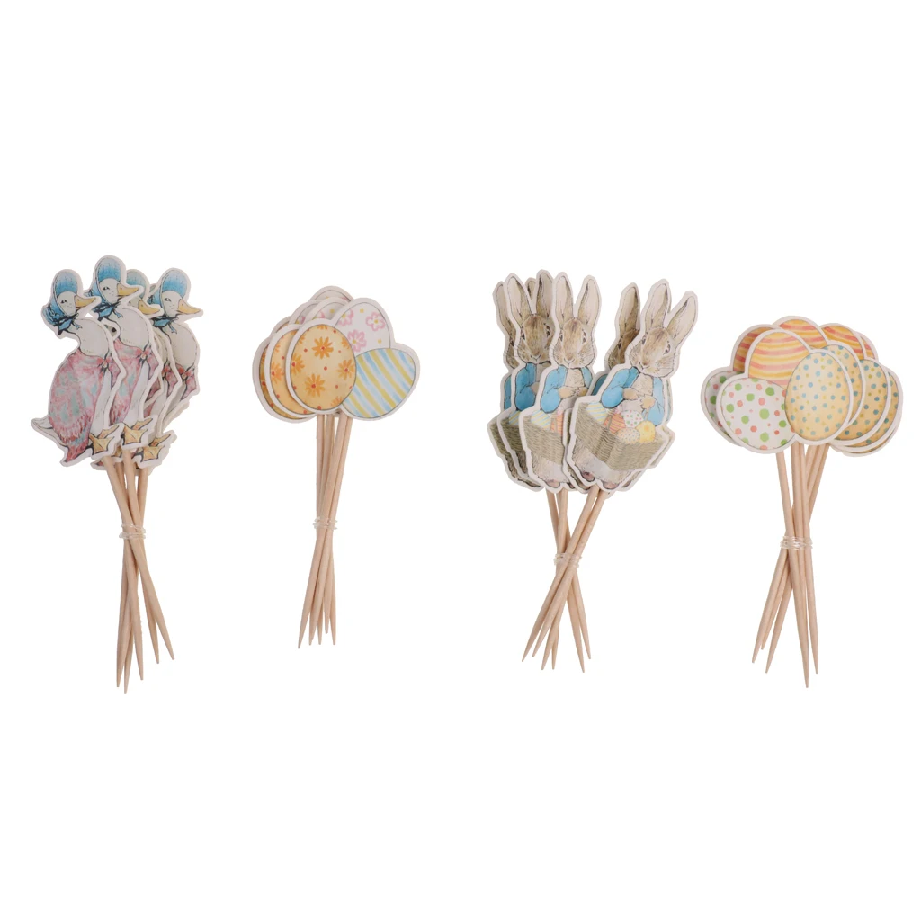 Pack fof 24 Lovely Duck Bunny Rabbit Egg Cupcake Topper Easter Food Sticks Home Party Supplier Pack fof 24 Lovely Duck Bunny Rabbit Egg Cupcake Topper Easter Food Sticks Home Party Supplier