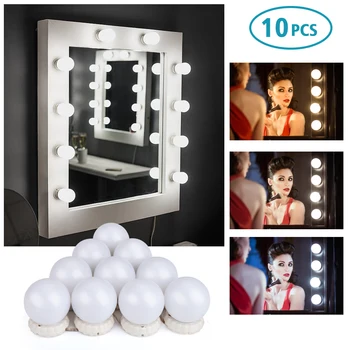 10Pcs Makeup Mirror Vanity LED Light Bulbs lamp Kit 3 Levels Brightness Adjustable Lighted Make up Mirrors Cosmetic lights
10Pcs Makeup Mirror Vanity LED Light Bulbs lamp Kit 3 Levels Brightness Adjustable Lighted Make up Mirrors Cosmetic lights