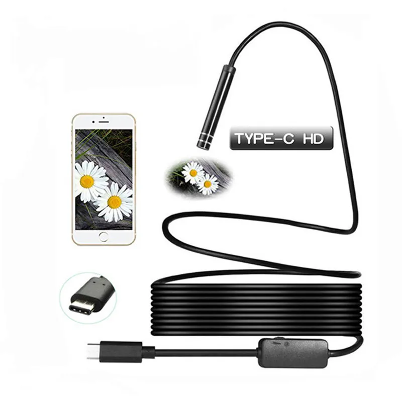 

Camera Endoscope Type c 5.5mm Inspection Camera 480P USB Borescope Hard Cable for Car Pipe Repair Android Smartphone PC-2m