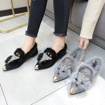 Crystal fox pattern winter flat loafers women metal pointed toe glitter fur moccasins brand design ballet flats ladies shoe
Crystal fox pattern winter flat loafers women metal pointed toe glitter fur moccasins brand design ballet flats ladies shoe