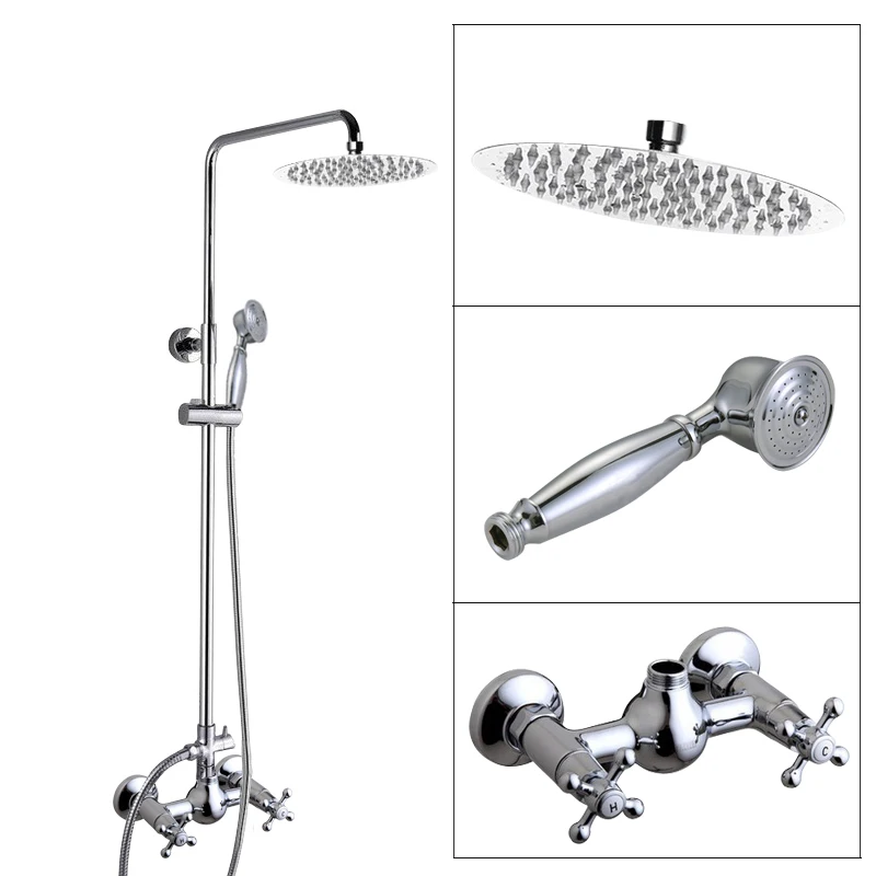 Polished Chrome Brass Dual Cross Handles Wall Mounted Bathroom 8" Round Rain Shower Head Faucet Set Bath Mixer Taps mcy306
Polished Chrome Brass Dual Cross Handles Wall Mounted Bathroom 8" Round Rain Shower Head Faucet Set Bath Mixer Taps mcy306