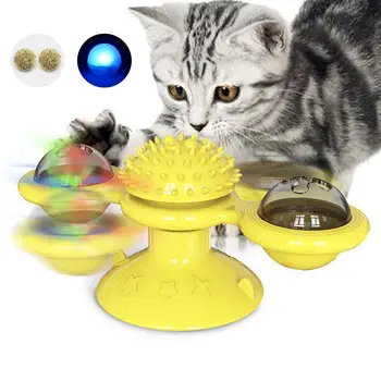 Windmill Cat Toy with Led and Catnip Balls Cat Turntable Teasing Toy with Massage Scratching Hair Brush
Windmill Cat Toy with Led and Catnip Balls Cat Turntable Teasing Toy with Massage Scratching Hair Brush