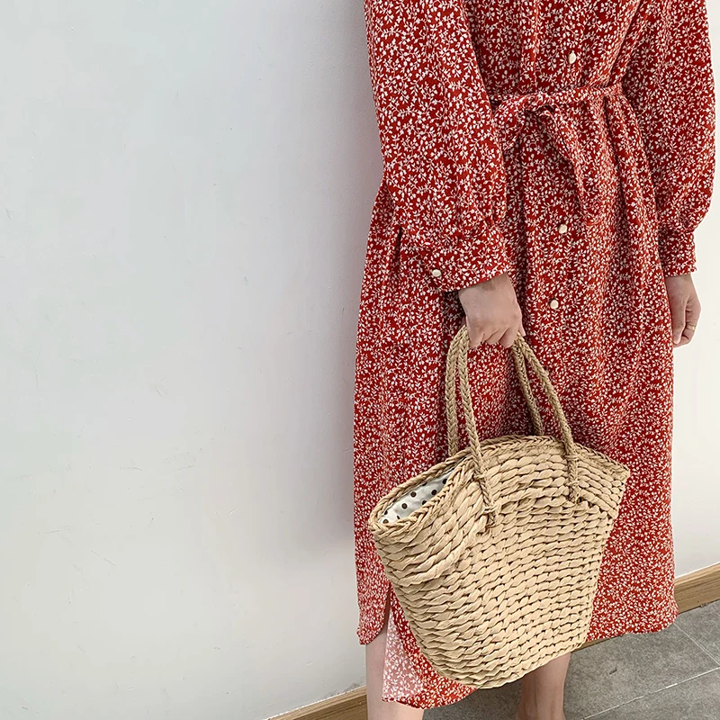 Женская плетеная лоза из ротанга летняя соломенная сумка на плечо большая