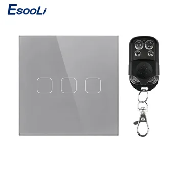 Esooli EU/UK Standard Gray Smart Home Wireless Remote Control Light Switch 1/2/3 gang RF433 Remote Control Wall Touch Switch 
Esooli EU/UK Standard Gray Smart Home Wireless Remote Control Light Switch 1/2/3 gang RF433 Remote Control Wall Touch Switch
