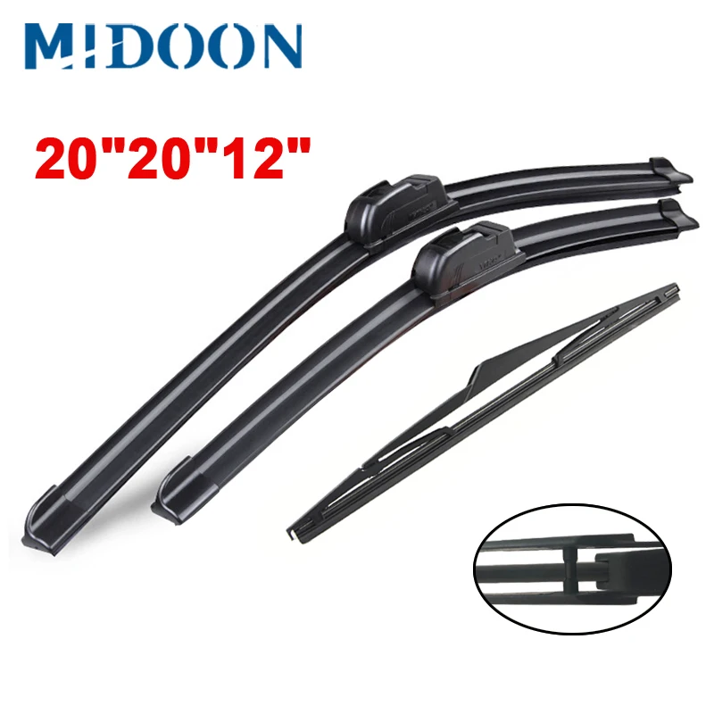 

MIDOONWiper Front & Rear Wiper Blades Set Kit For Dacia Renault Duster MK1 2009 - 2013 Windshield Windscreen 20"20"12"E1