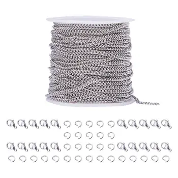 1 Set 304 Stainless Steel Curb Chains Necklaces Making with Jump Rings 10m/roll
1 Set 304 Stainless Steel Curb Chains Necklaces Making with Jump Rings 10m/roll