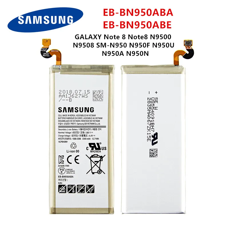 SAMSUNG Orginal EB-BN950ABA EB-BN950ABE 3300mAh battery For Samsung GALAXY Note 8 N9500 N9508 SM-N950 N950F N950U N950A N950N
SAMSUNG Orginal EB-BN950ABA EB-BN950ABE 3300mAh battery For Samsung GALAXY Note 8 N9500 N9508 SM-N950 N950F N950U N950A N950N