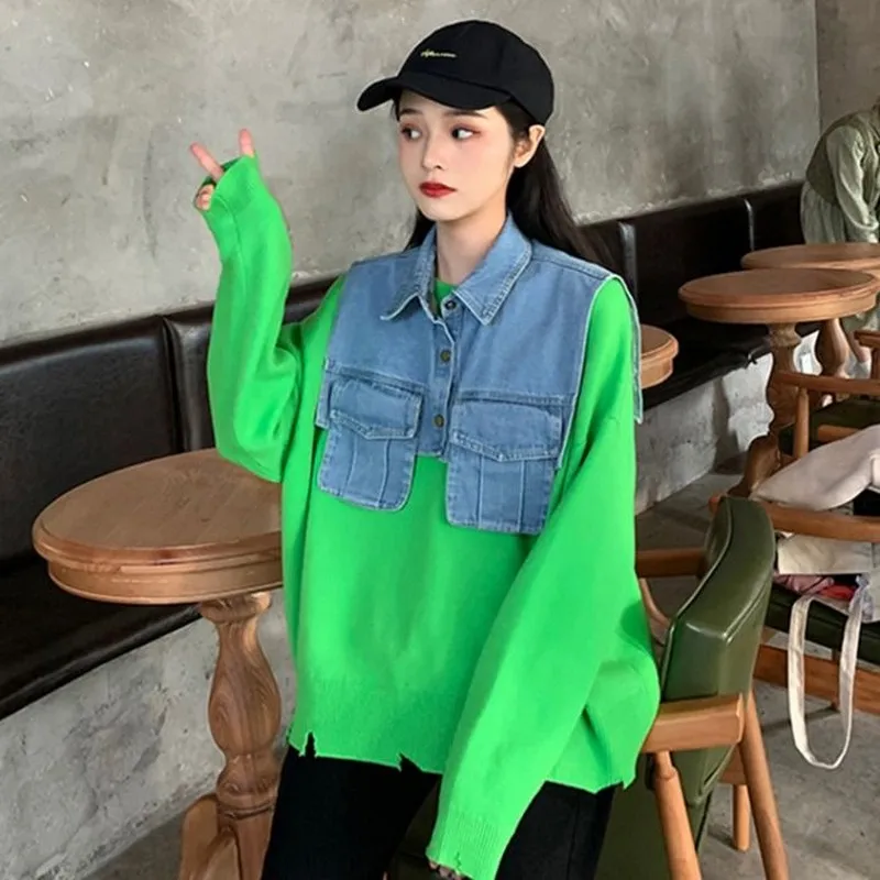 long Sleeve Solid Sweater and Cowboy shawl turn down collar Sleeveless Vest 2 pieces sets Causal Sweaters for 2020 Autumn Women
long Sleeve Solid Sweater and Cowboy shawl turn down collar Sleeveless Vest 2 pieces sets Causal Sweaters for 2020 Autumn Women