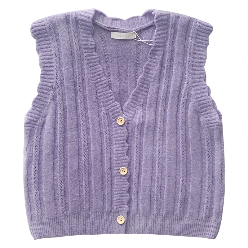 Comfortable wavy retro pit stripe Japanese V-neck buckle Slim all-match knitted sweater vest
Comfortable wavy retro pit stripe Japanese V-neck buckle Slim all-match knitted sweater vest