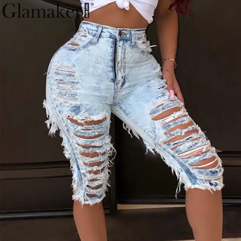 Glamaker Hole denim fringe sexy jeans High waist skinny pocket half pants Autumn streetwear female club party elasticity jeans
Glamaker Hole denim fringe sexy jeans High waist skinny pocket half pants Autumn streetwear female club party elasticity jeans