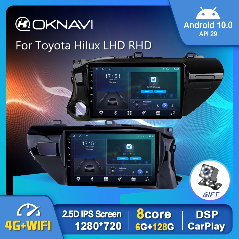 Автомобильный мультимедийный плеер 6G 128G Android 10 0 для Toyota Hilux LHD RHD 2016 2017 2018 GPS стерео