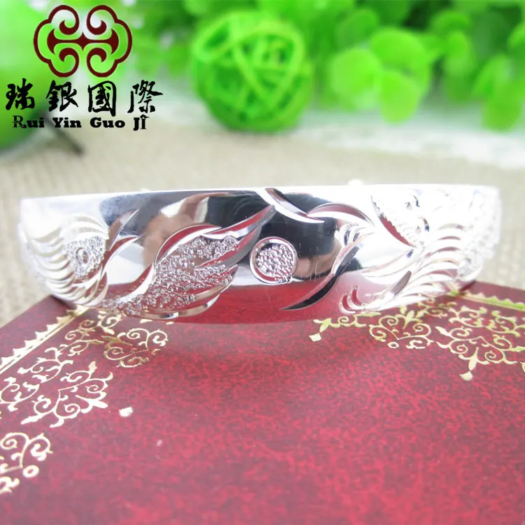 S990 Pure Silver Hand Jewelry Dragon And Phoenix Silver Bracelet Wide Women's Vintage Jewelry Korean-style Accessories 
S990 Pure Silver Hand Jewelry Dragon And Phoenix Silver Bracelet Wide Women's Vintage Jewelry Korean-style Accessories