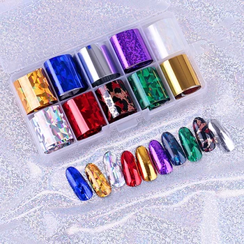 10 Pcs Holographic Nail Foil Set Transparent AB Color Nail Art Transfer Sticker 2.5*100cm Manicure DIY Tips Sticker Decoration
10 Pcs Holographic Nail Foil Set Transparent AB Color Nail Art Transfer Sticker 2.5*100cm Manicure DIY Tips Sticker Decoration