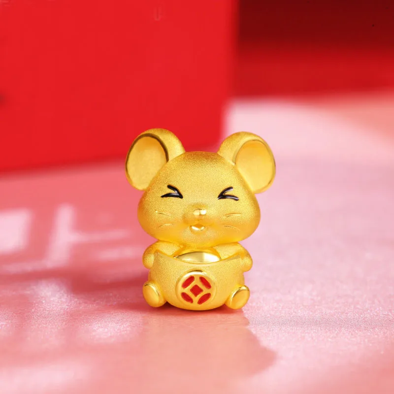 Фото Arrival 24K Yellow Gold Bracelet 3D 999 Chinese Zodiac Mouse 1g | Украшения и аксессуары