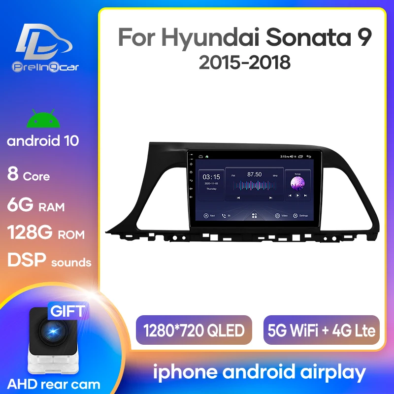 Автомобильный мультимедийный проигрыватель Prelingcar Android 2014 для Hyundai sonata 9 2017 15 16 с
