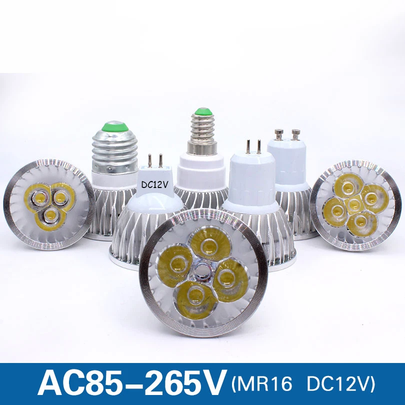 

high power E14 E27 GU10 220v 9w 12w 15w led Dimmable cob spotlight lamp bulb warm cool white MR16 DC12V led light