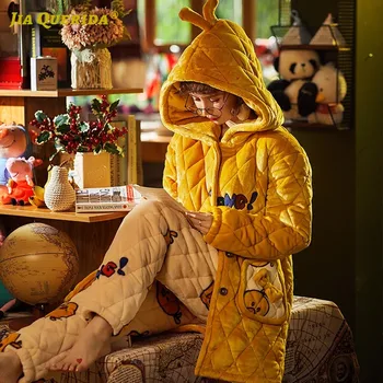 Woman Clothes Long Sleeve Long Pants Sleepwear Fashion Style Winter Warm Diamond Fleece Homesuit Homeclothes Woman Thick
Woman Clothes Long Sleeve Long Pants Sleepwear Fashion Style Winter Warm Diamond Fleece Homesuit Homeclothes Woman Thick