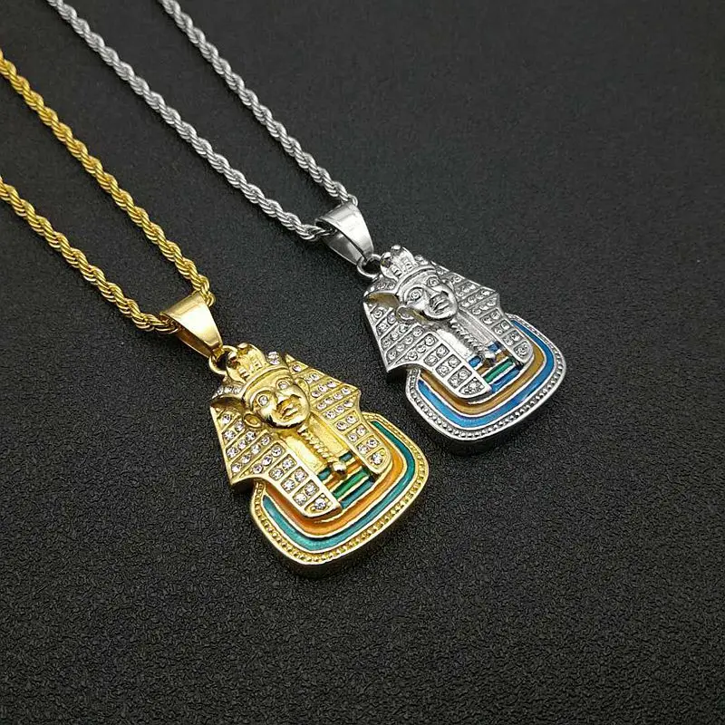 Egyptian Pharaoh Necklace Zircon Sphinx Pendant Stainless Steel Chain Ice Out Rhinestone Necklace Women Men's Hip Hop Jewelry
Egyptian Pharaoh Necklace Zircon Sphinx Pendant Stainless Steel Chain Ice Out Rhinestone Necklace Women Men's Hip Hop Jewelry