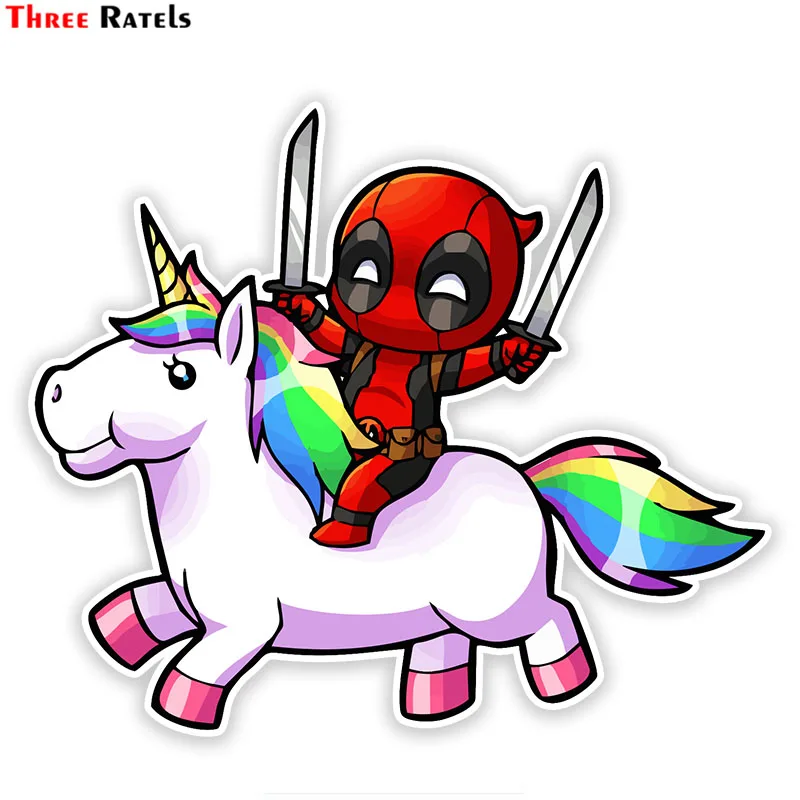 

Three Ratels FTC-776# Cute Chibi Cartoon On Unicorn Window Wall Bedroom Auto Motorcycle Laptop Car Sticker Decal