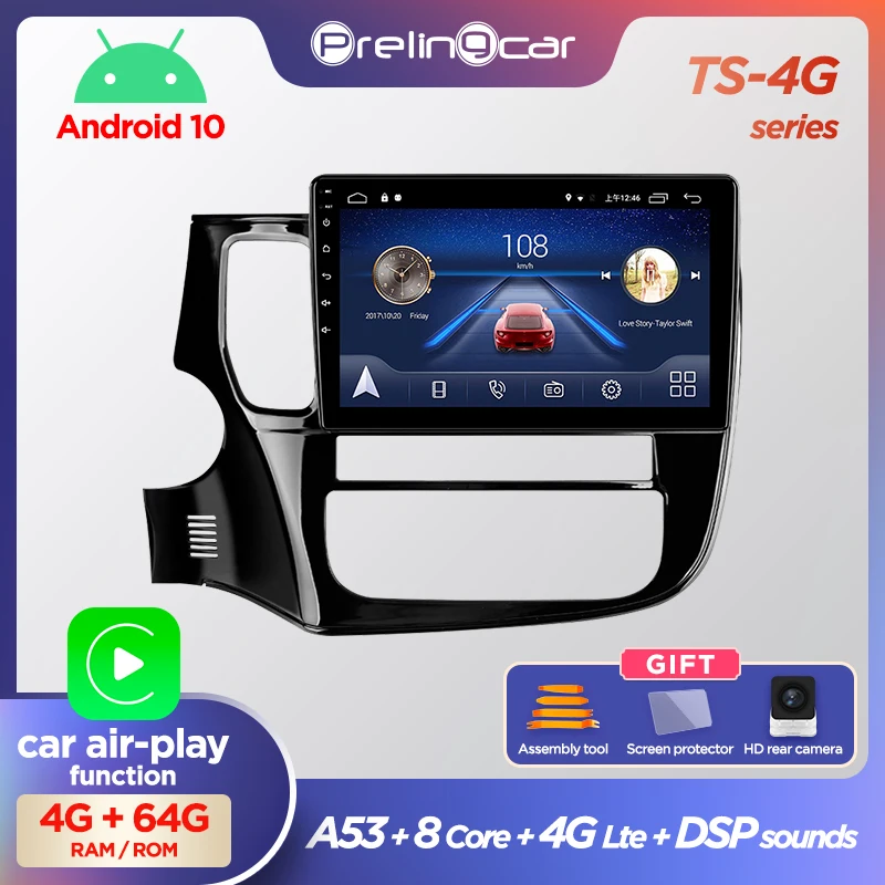 prelingcar для Мицубиси Аутлендер 3 авто магнитолы До 4G+64G Android 10 8 ЯДЕР DSP Навигация GPS