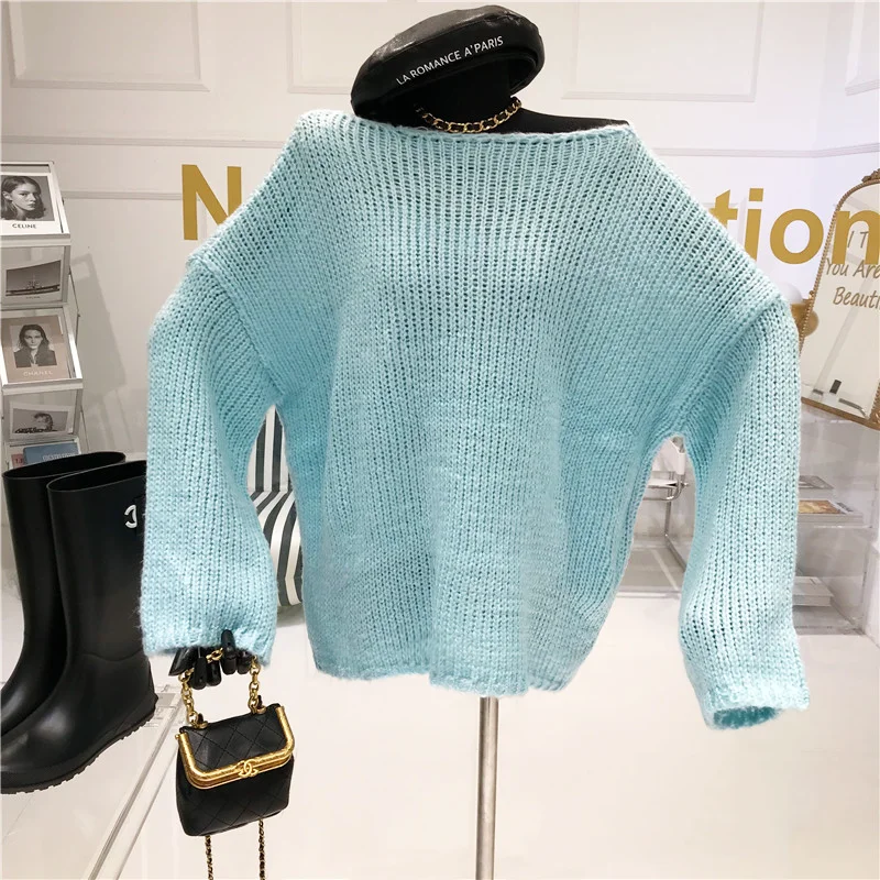 Fall 2020 New Loose Lazy Oversized Hollow Out Thin Sweater Long-sleeved Knit Sweater Top Female Off Shoulder Slash Neck Fashion
Fall 2020 New Loose Lazy Oversized Hollow Out Thin Sweater Long-sleeved Knit Sweater Top Female Off Shoulder Slash Neck Fashion