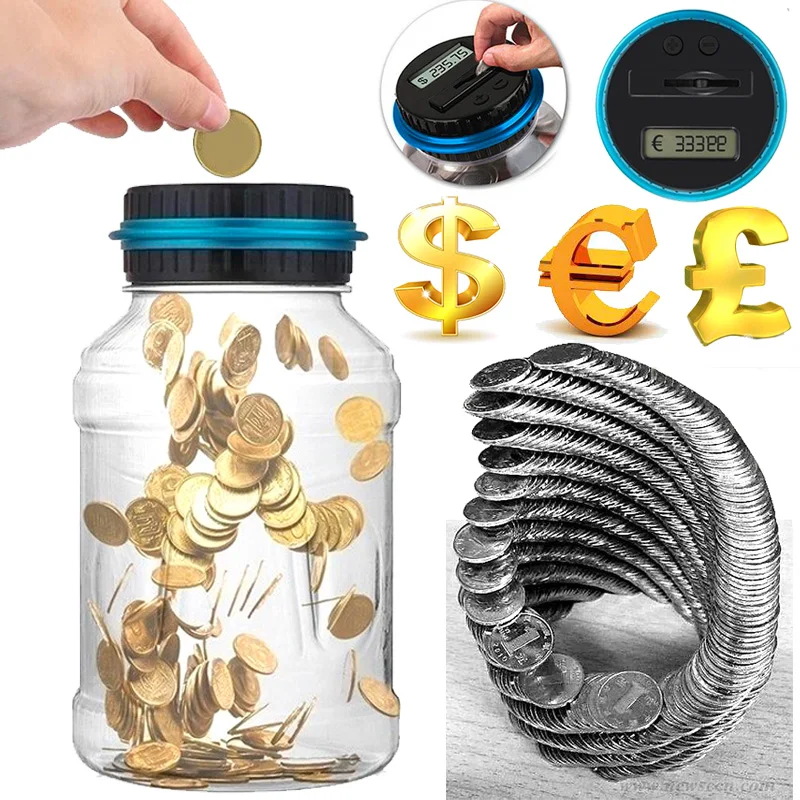 2.5L Piggy Bank Counter Coin Electronic Digital LCD Counting Coin Money Saving Box Jar Coins Storage Box For USD EURO GBP Money
2.5L Piggy Bank Counter Coin Electronic Digital LCD Counting Coin Money Saving Box Jar Coins Storage Box For USD EURO GBP Money