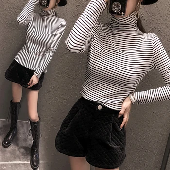 Underwear Brushed plus Velvet High Collar Base Shirt Women's 2020 New Style Stripes Long-sleeved T-shirt 7892
Underwear Brushed plus Velvet High Collar Base Shirt Women's 2020 New Style Stripes Long-sleeved T-shirt 7892