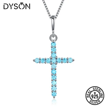 Dyson 925 Sterling Silver Necklace Classic Cross Sea Blue Zircon Corss Charm Pendant Necklace with Chain Christmas Fine Jewelry
Dyson 925 Sterling Silver Necklace Classic Cross Sea Blue Zircon Corss Charm Pendant Necklace with Chain Christmas Fine Jewelry