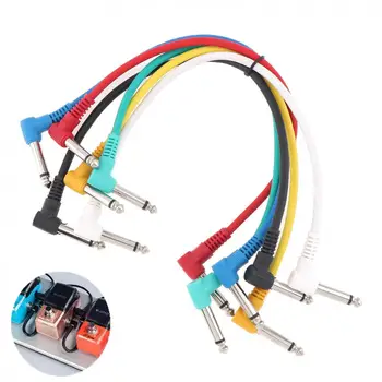 

Guitar Cables 6pcs /lot 30cm Colorful Audio Cable Angled Plug 6.35mm Leads Patch Lines for Guitar Pedal Effect