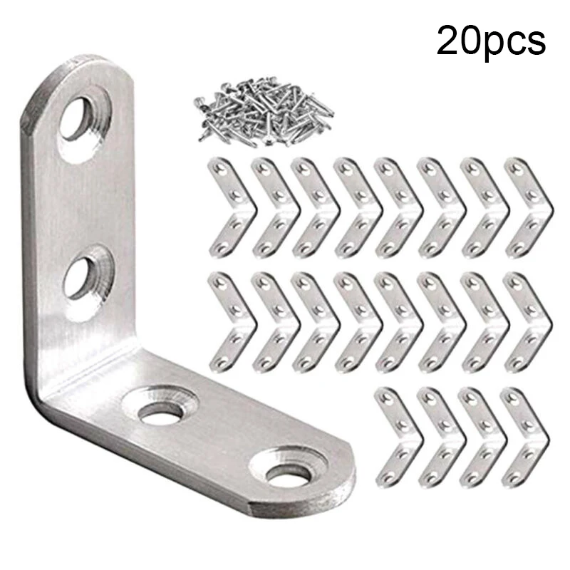20pcs Corner Bracket Right Angle Braces Fixing Screws Rust Proof Wooden Cabinet Wardrobe Closet Supporter Furniture Accessories
20pcs Corner Bracket Right Angle Braces Fixing Screws Rust Proof Wooden Cabinet Wardrobe Closet Supporter Furniture Accessories