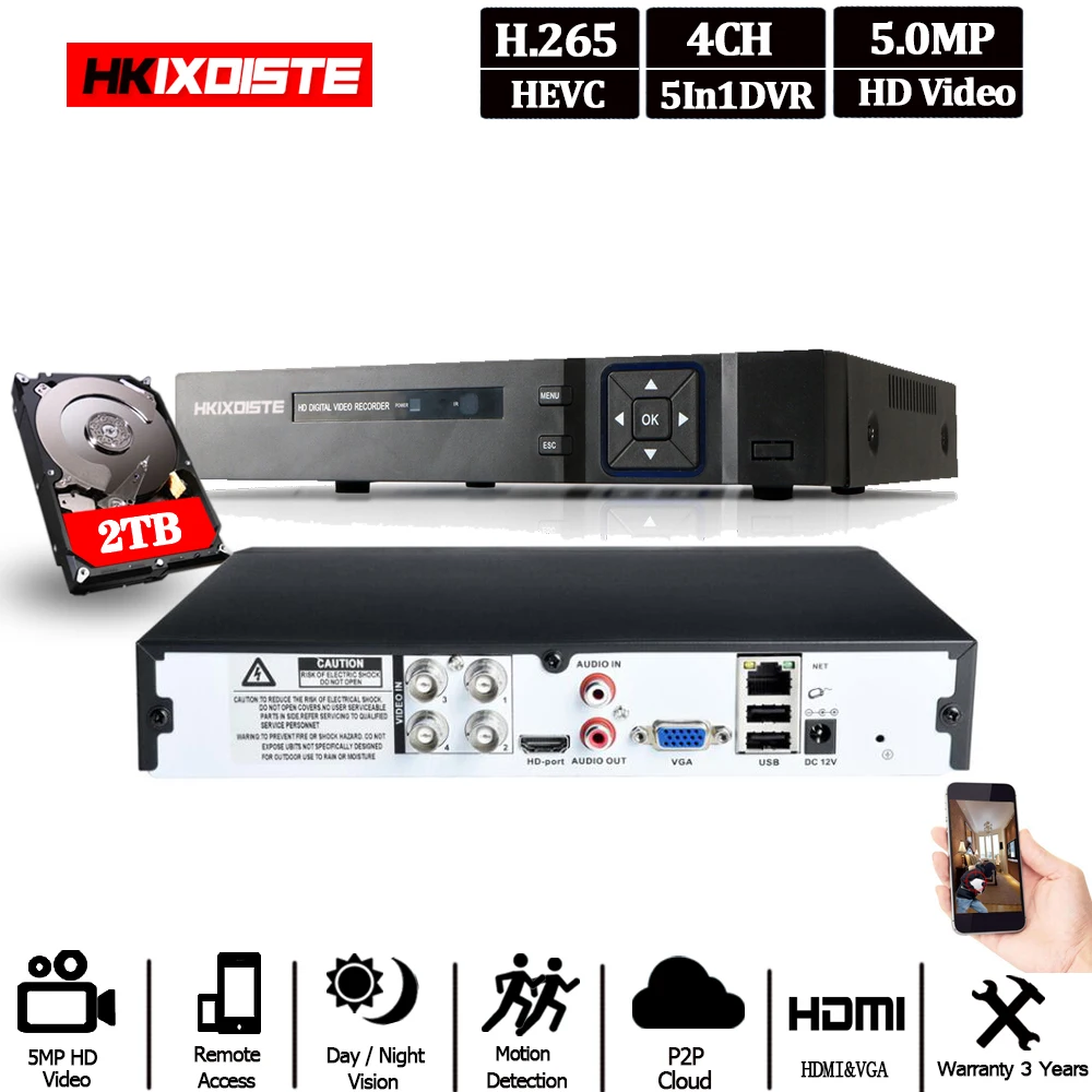H265+ HKIXDISTE 5MP 4MP 4CH 4 Channel 5 in 1 XMEYE ONVIF Hybrid WIFI TVi CVI NVR AHD IP CCTV DVR Surveillance Video HDMI Recoder
H265+ HKIXDISTE 5MP 4MP 4CH 4 Channel 5 in 1 XMEYE ONVIF Hybrid WIFI TVi CVI NVR AHD IP CCTV DVR Surveillance Video HDMI Recoder