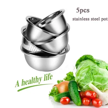 5PCS Multifunctional Thick Stainless Steel Pot Durable Kitchen Accessories Cooking Tools Baking Egg Bowl Sink Dish Kitchen d#
5PCS Multifunctional Thick Stainless Steel Pot Durable Kitchen Accessories Cooking Tools Baking Egg Bowl Sink Dish Kitchen d#