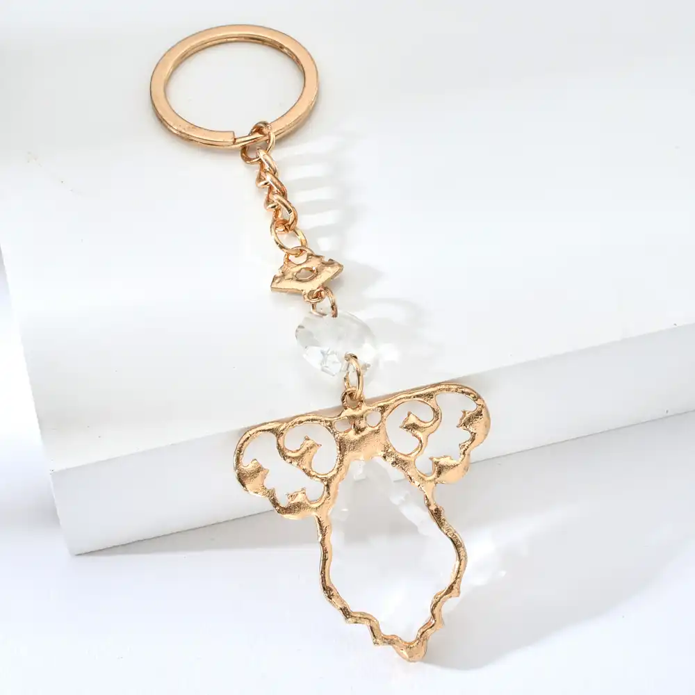 wings keyring white crystal keychain jewelry gift for women
