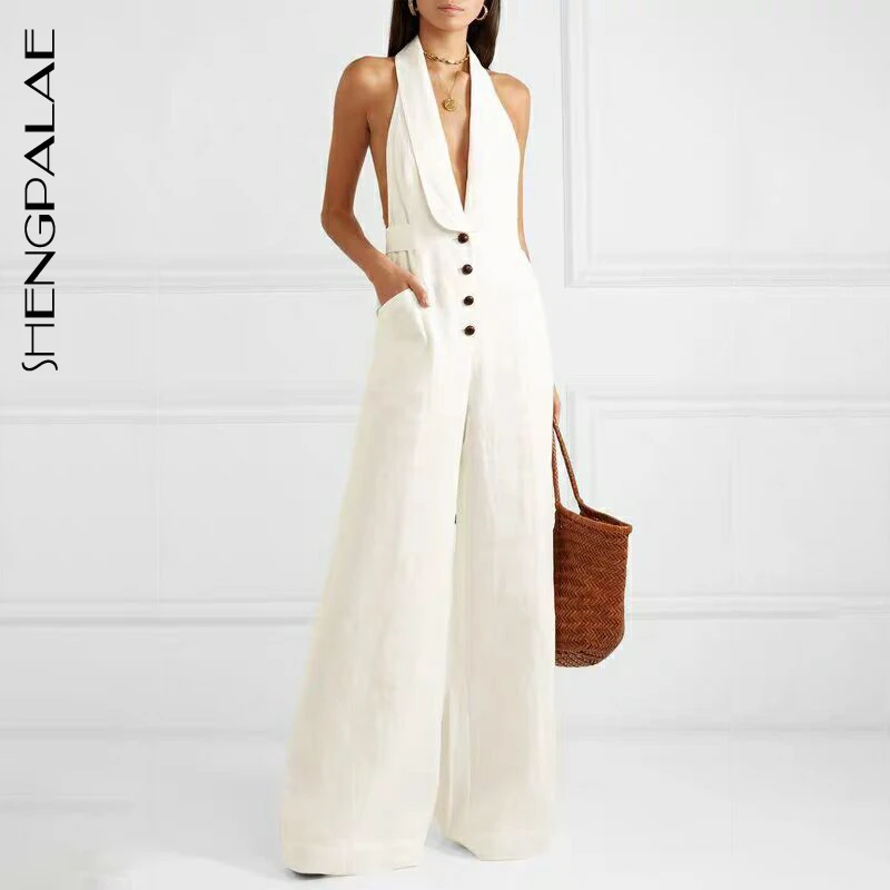 SHENGPALAE New Spring Summer 2019 European Style Sleeveless Hang Neck Waist Thin One-piece Wide-leg Women Jumpsuits FS208
SHENGPALAE New Spring Summer 2019 European Style Sleeveless Hang Neck Waist Thin One-piece Wide-leg Women Jumpsuits FS208