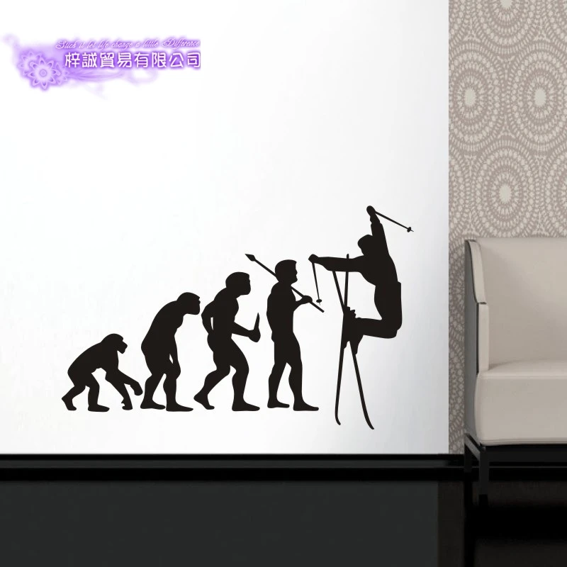 Фото Evolution Ski Sticker Decal Skiing Ice Sports Posters Vinyl Pegatina Wall Decals Decor Mural Car | Дом и сад