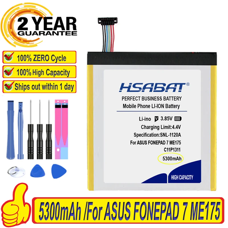 Top Brand 100% New 5300mAh C11P1311 Battery for ASUS FONEPAD 7 ME175 ME175CG K00Z K00S Batteries + free tools | Мобильные телефоны