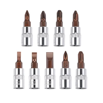 uxcell 1/4-Inch Drive Bit Socket Set FD4 FD5.5 FD7 PH1 PH2 PH3 PZ1 PZ2 PZ3 S2 Steel 38mm Length 9 Pcs
