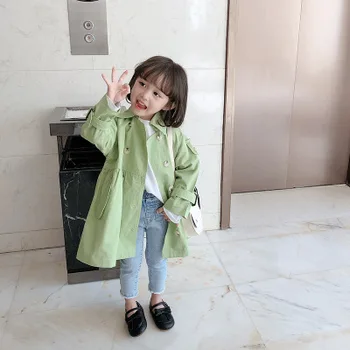 Spring new 3-8-year-old children's coat children's version of the baby girl in the long double-breasted trench coat coat 
Spring new 3-8-year-old children's coat children's version of the baby girl in the long double-breasted trench coat coat