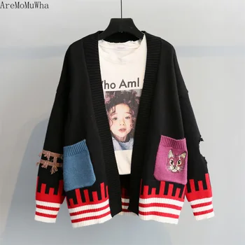 AreMoMuWha 2019 New Korean Women's Cardigan Sweater Long Loose Autumn and Winter Embroidery Sweater Jacket knitted sweater 1226
AreMoMuWha 2019 New Korean Women's Cardigan Sweater Long Loose Autumn and Winter Embroidery Sweater Jacket knitted sweater 1226