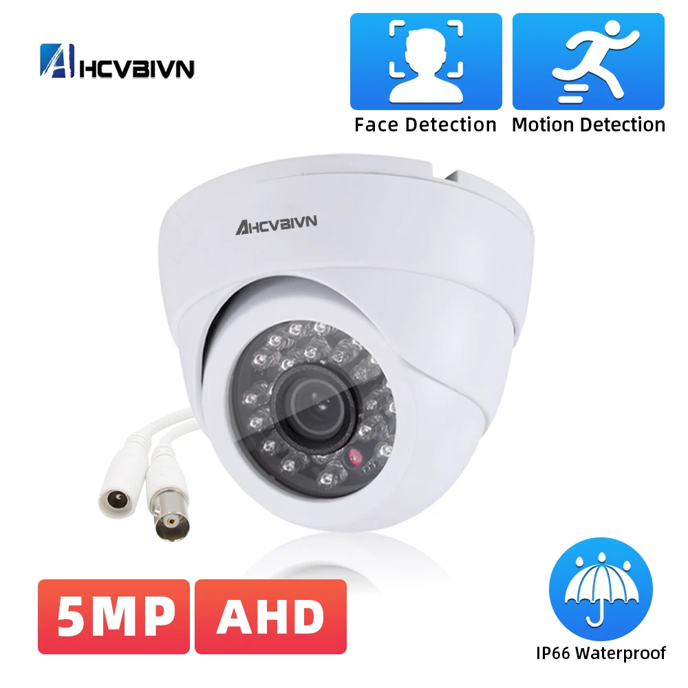 

AHCVBIVN 5MP AHD Dome CCTV Camera Support IR-CUT Day Night Vision 24 Infrared Lamps CCD for Home Security System Remote Viewing