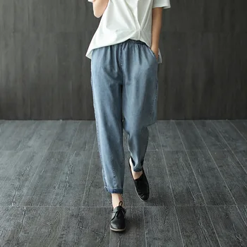 Summer Jeans Women Elastic Waist Loose All-match Denim Pants 2020 New Casual pocket Brierf Retro Female Denim Trousers
Summer Jeans Women Elastic Waist Loose All-match Denim Pants 2020 New Casual pocket Brierf Retro Female Denim Trousers