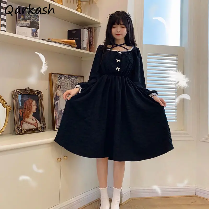 Dresses Women Kawaii Retro Holiday Bow Lovely Girls Autumn Tunic Basic Vestidos Party Chic Slim Fashion Patchwork Maiden Cute
Dresses Women Kawaii Retro Holiday Bow Lovely Girls Autumn Tunic Basic Vestidos Party Chic Slim Fashion Patchwork Maiden Cute