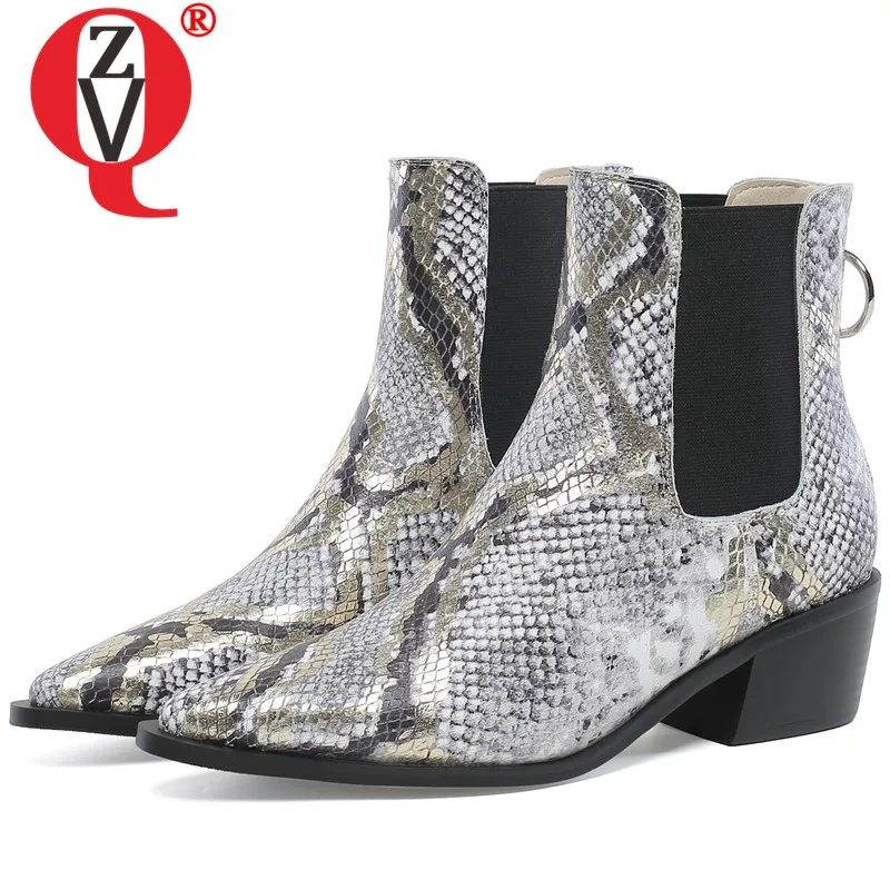 ZVQ cow leather Chelsea boots Punk cool woman Snakeskin pattern ankle boots winter autumn 4cm mid heels Pointed women's shoes
ZVQ cow leather Chelsea boots Punk cool woman Snakeskin pattern ankle boots winter autumn 4cm mid heels Pointed women's shoes
