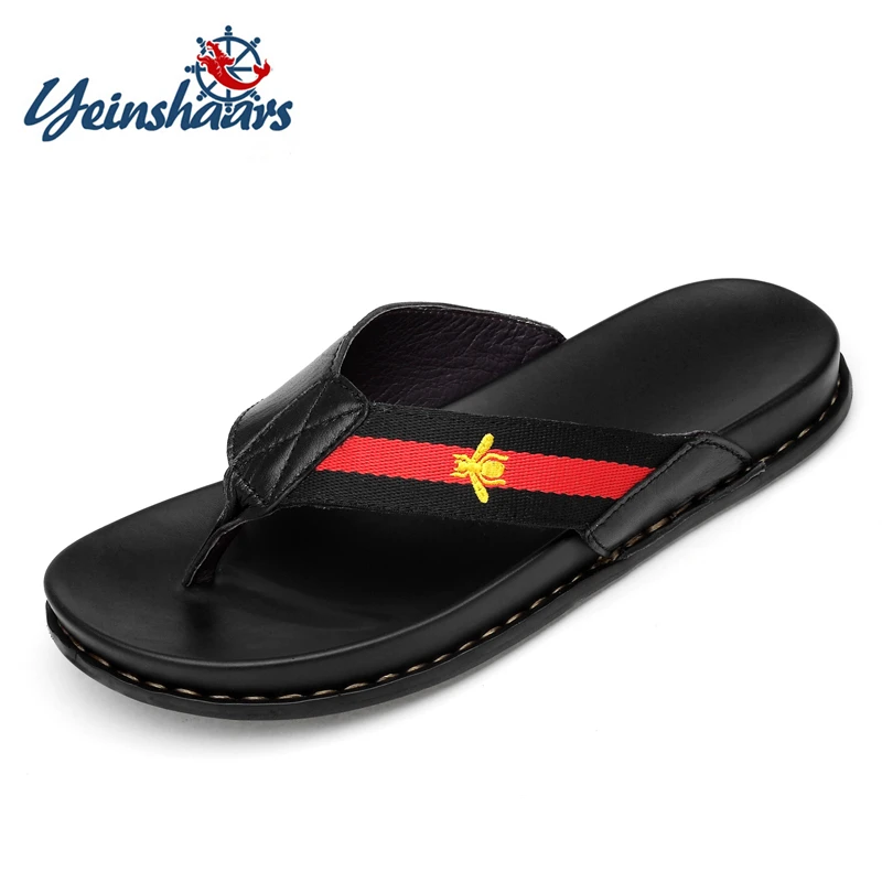 YEINSHAARS High Quality Genuine Leather Brand Slippers Men Summer Beach Sandals Designer Flip Flops Breathable Non-slip Slides
YEINSHAARS High Quality Genuine Leather Brand Slippers Men Summer Beach Sandals Designer Flip Flops Breathable Non-slip Slides