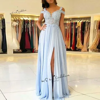 Women Light Blue Sexy Long Prom Dresses Lace 2020 Vestidos de Gala Cheap Evening Dress Gowns Chiffon Split Side Low Back
Women Light Blue Sexy Long Prom Dresses Lace 2020 Vestidos de Gala Cheap Evening Dress Gowns Chiffon Split Side Low Back