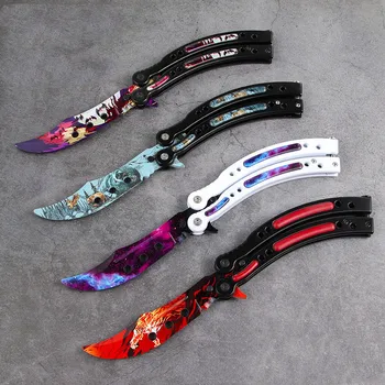 22Style Game CSGO Periphery keychain Full steel Butterfly Knife folding weapon model keychain adult training toy model key chain
22Style Game CSGO Periphery keychain Full steel Butterfly Knife folding weapon model keychain adult training toy model key chain