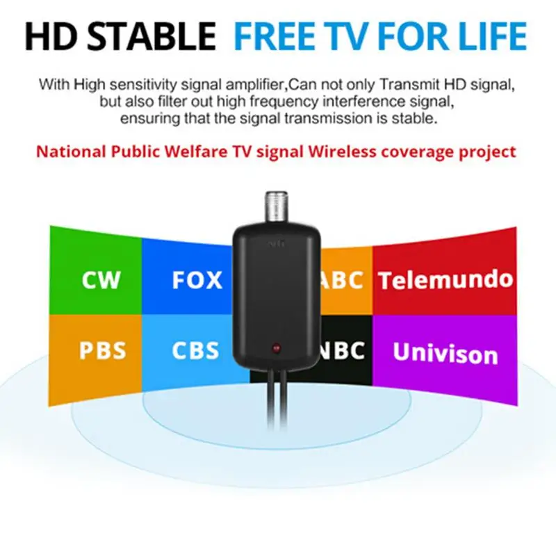 Indoor Free TV Surf Radius Antena Digital HDTV Cable TV Antenna DVB-TT2 VHF UHF TV Surf Antenas Receiver + Signal Amplifier5